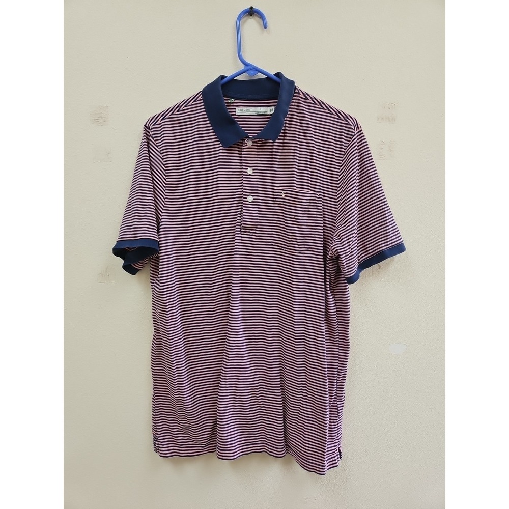 Criquet Men's Short Sleeve Polo Shirt Pocket Button Collared Size L